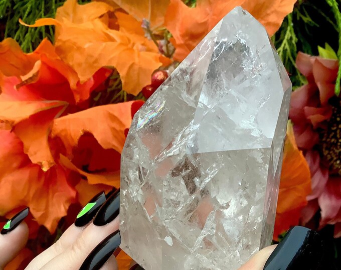 Clear Quartz Crystal Generator ~ 7 oz. ~ 3" Tall Tower ~ Rainbow Inclusions ~ Beautiful Display ~ Fast & Free Shipping