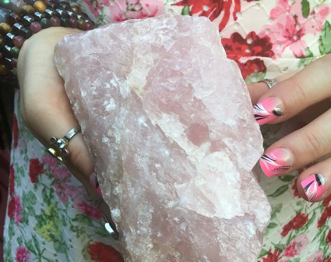 Large Rose Quartz Crystal: Natural Pink Specimen, 6" Long