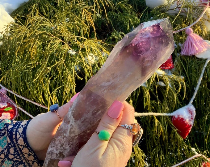 Amethyst Crystal Wand ~ Large 1 Lb. 5 oz. ~ 11" Long ~ Natural Sparkling Violet Purple Colors ~ Citrine Inclusions, Ametrine ~ Free Shipping