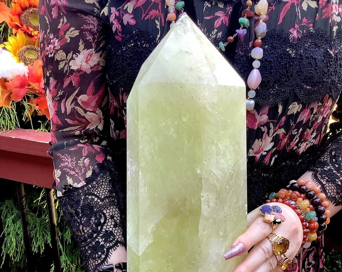 Citrine Crystal Generator ~ Large 17 Lb. 13 oz. ~ 16" Tall ~ Bright Sunshine Yellow Quartz Tower ~ Sparkling Inclusions ~