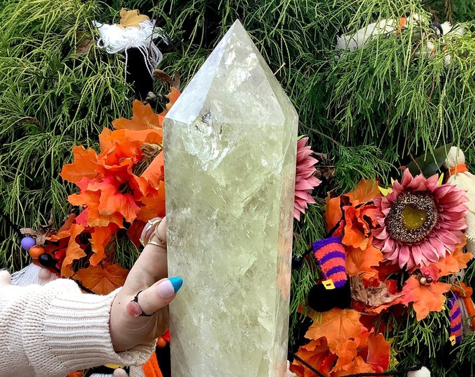 Smokey Citrine Crystal Generator ~ Large 22 Lb. ~ 20" Tall ~ Rainbow Inclusions ~ Highest Quality ~ Big Free-Standing Tower