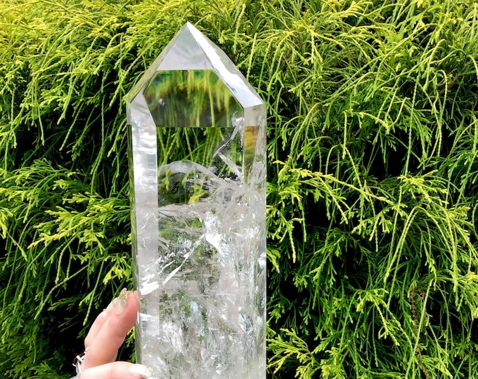 Ultra Clear Quartz Crystal Generator ~ Large 9 Lb. 10 oz. ~ 15" Tall ~ Sparkling Crystal Tower ~ Fast & Free Shipping from USA, TARIFF FREE