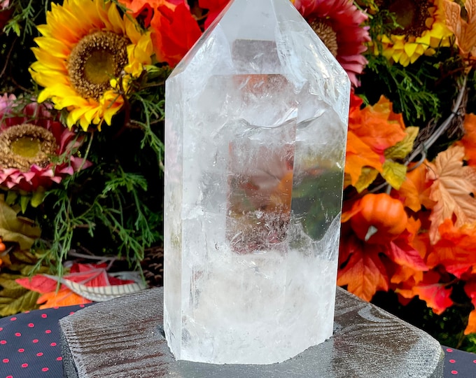 Himalayan Clear Quartz Crystal Wand ~ 2 Lb. 2 oz. ~ 6 1/2" Tall ~ with Custom-Made Wooden Display Stand ~ Fast & Free Shipping, U.S.A.