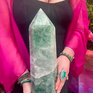 Green Fluorite Crystal Generator ~ Large 15 lb. ~ 12 oz. ~ 15&quot; Tall ~ Green and White Swirls ~ Fast & Free Shipping, USA + Global Shipping ~