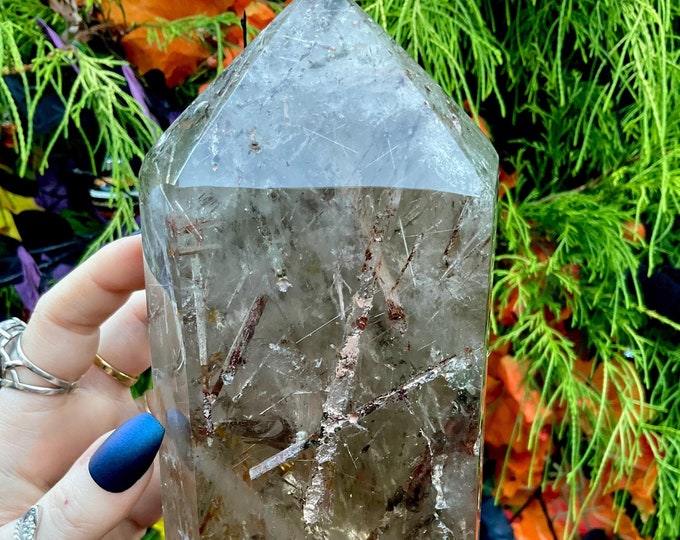 Rutilated Quartz Crystal Generator ~ 4 Lb. 10 oz. ~ 7" Tall ~ Stunning Altar Display ~ Sparkling Inclusions ~ Fast & Free Shipping, USA ~