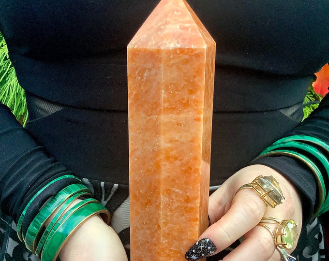 Orange Apatite Crystal Generator ~ Large 2 lb. 10 oz. ~ 10" Tall ~ Sparkling Colors ~ Altar, Reiki Display ~ Fast & Free Shipping, U.S.A. ~