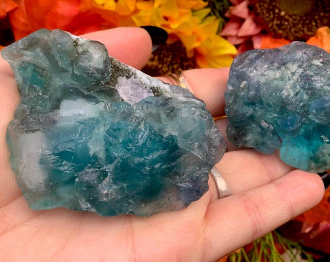 2 Blue Fluorite Crystals ~ 7.7 oz. Total Weight ~ Stunning Pair of Crystals ~ Third Eye Chakra Healing, Meditation, Crystal Grids, Altars ~