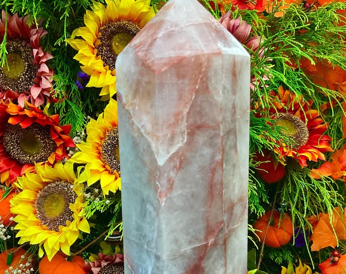 Red Phantom Quartz Crystal Generator ~ 6 Lb. 9 oz ~ 11" Tall Tower ~ Colorful Red & White Colors ~ Stunning Inclusions ~ Fast Shipping, USA