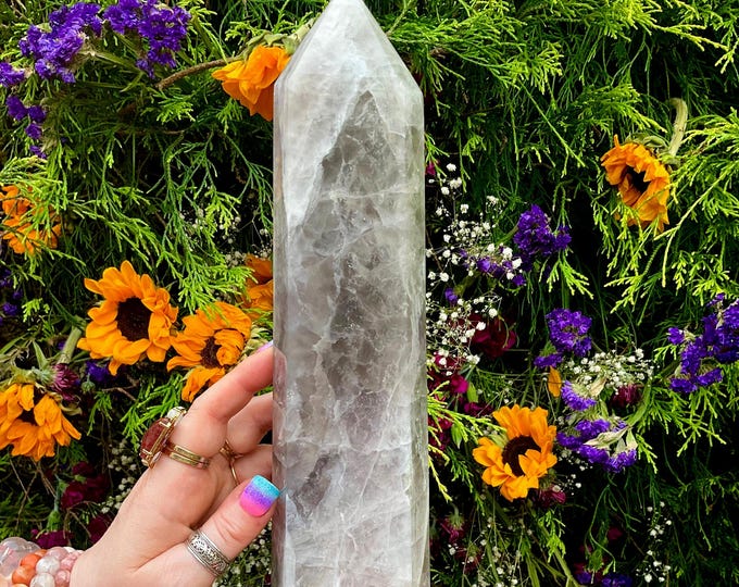 Lavender Fluorite Crystal Generator ~ Large 5 lb. ~ 14" Tall ~ Pastel Purple & White Colors ~ Fast and Free Shipping, USA + Global Shipping