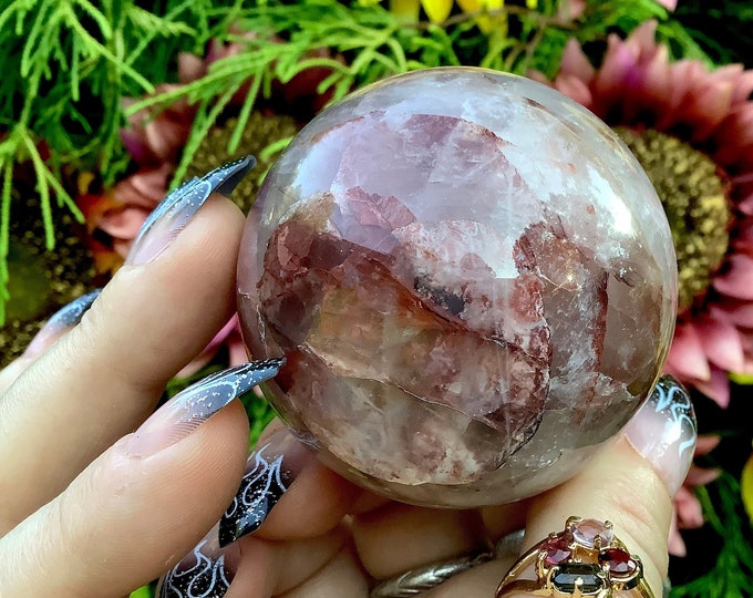 Red Phantom Quartz Crystal Ball ~ 8.3 oz. ~ 1 1/2" Wide  Polished Sparkling Sphere ~ Fast & Free Shipping from USA ~ Root Chakra, Kundalini