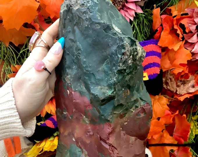 Bloodstone Crystal Free Form ~ Large 10 lb. 14 oz ~ 12" Tall ~ Natural Metaphysical Home Decor ~ Heart & Root Chakra Reiki Display, Altars ~