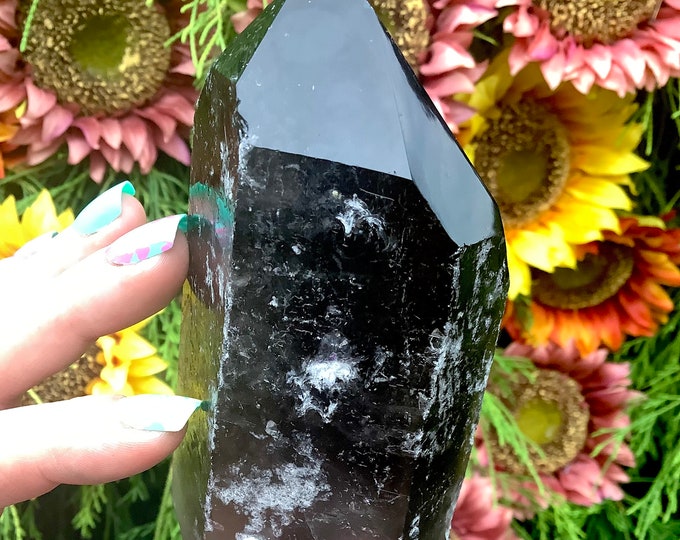 Smokey Quartz Crystal Generator ~ Large 1 Lb. ~ 4 1/2" Tall Tower ~ Dark Black Color ~ Fast & Free Shipping, U.S.A. + Global Shipping
