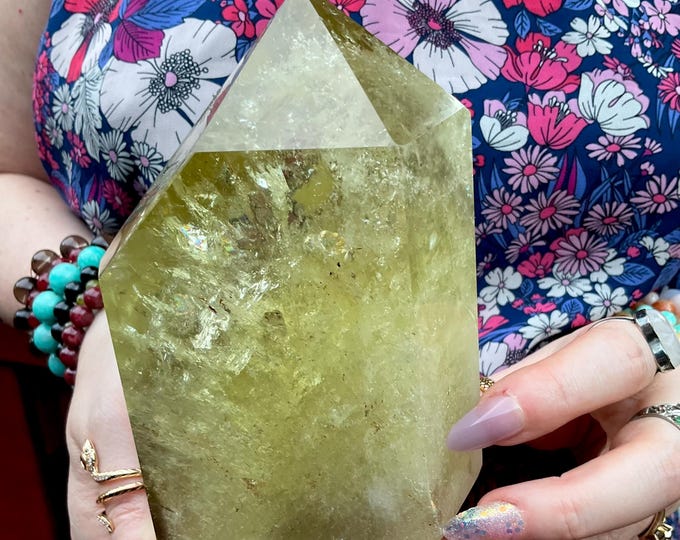 Citrine Crystal Generator ~ Large 3 Lb. 3 oz. ~ 6 1/2" Tall ~ Metaphysical Home Decor, Solar Plexus Chakra Reiki Display ~ Free Shipping ~