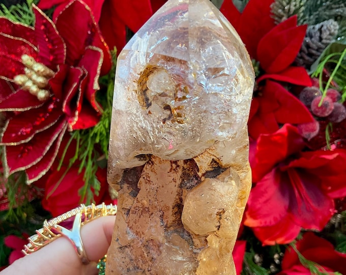 Golden Healer Skeletal Brazilian Clear Quartz Crystal ~ Large 1 Lb. 8 oz. ~ 6 1/2 Long ~ Natural Transparent Point ~ Spectacular Inclusions