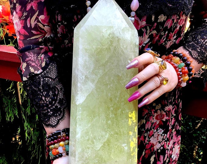 Citrine Crystal Generator ~ Large 17 Lb. 13 oz. ~ 16" Tall ~ Natural Sunshine Yellow Color ~ Sparkling Inclusions ~ Solar Plexus Chakra ~