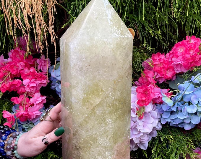 HUGE Citrine Crystal Generator ~ 25 Lb. ~ 18" Tall ~ Massive Point ~ Smokey Quartz & Rainbow Inclusions ~ Fast, Free Shipping USA + Global
