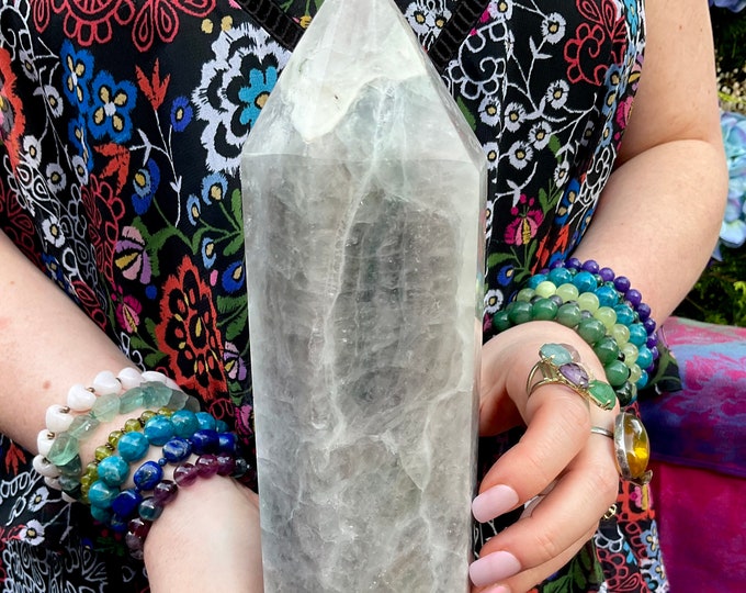 Lavender Fluorite Crystal Generator ~ 5 Lb. 10 oz. ~ 10 1/2 " Tall ~ Purple & Blue Tower ~ Fast and Free Shipping U.S.A. + Global Shipping ~