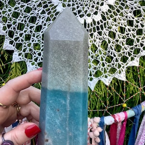 Trolleite Crystal Generator ~ Large 1 Lb. ~ 6&quot; Tall Tower ~ Swirling Blue and Gray Colors ~ Scorzalite, Lazulite ~ Fast & Free Shipping USA