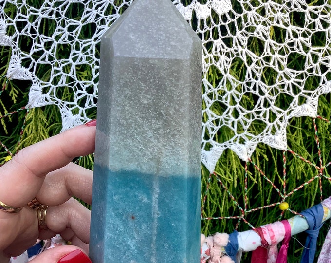 Trolleite Crystal Generator ~ Large 1 Lb. ~ 6" Tall Tower ~ Swirling Blue and Gray Colors ~ Scorzalite, Lazulite ~ Fast & Free Shipping USA