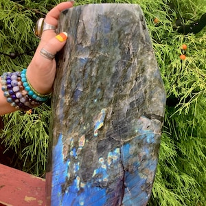 Labradorite Freeform Crystal ~ Large 28 lb. 5 oz. ~ 14&quot; Tall ~ Flashing Electric Blue & Gold Colors ~ High Quality, Free Shipping from USA