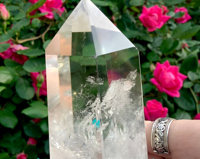 High Altitude Himalayan Clear Quartz Crystal Point ~ Large 9 oz. ~ 3 1/2" Long ~ Museum Quality Sparkling Inclusions ~ Fast & Free Shipping