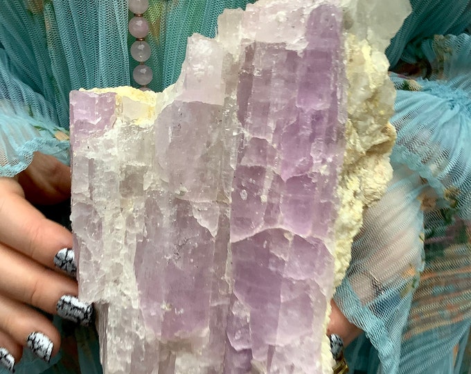 Pink Kunzite Crystal Cluster ~ Large 5 Lb. ~ 7" Tall ~ Natural Albite Matrix ~ Sparkling Lilac Pink Violet Colors ~ Fast & Free Shipping USA