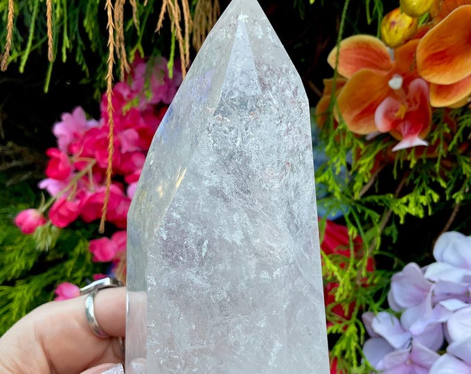 Ultra Clear Quartz Crystal Generator ~ Large 1 Lb. 4 oz. ~ 5" Tall ~ Ultra Sparkling Silver Flash Inclusions ~ Fast & Free Shipping, U.S.A.