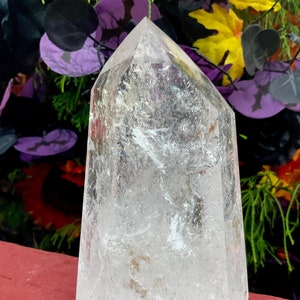 Clear Quartz Crystal Generator~ Large 1 lb. 14 oz. ~ 5&quot; Tall Tower ~ Sparkling Silver Inclusions ~ Colorful Rainbows ~ Fast Shipping