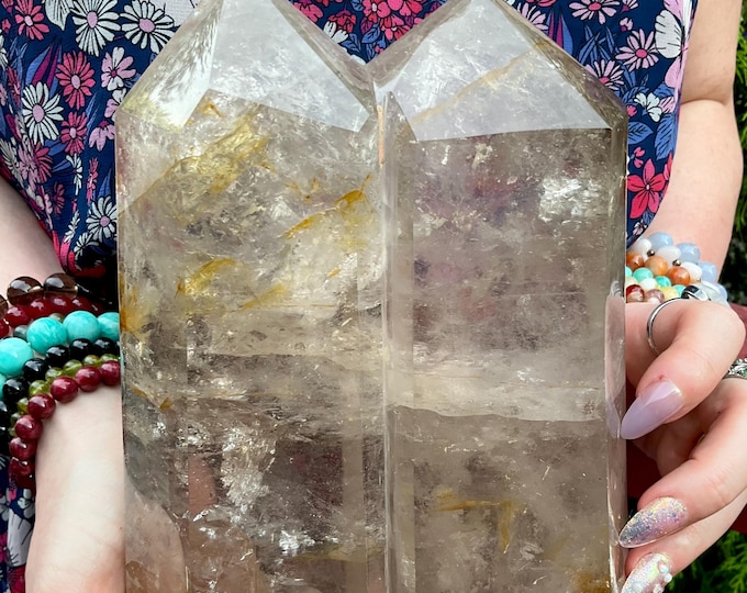 Clear Quartz Twin Flame Crystal Generator ~ Large 7 lb. 11 oz ~ 7 1/2" Tall ~ Right Corner/Relationships & Love Feng Shui Home Decor ~
