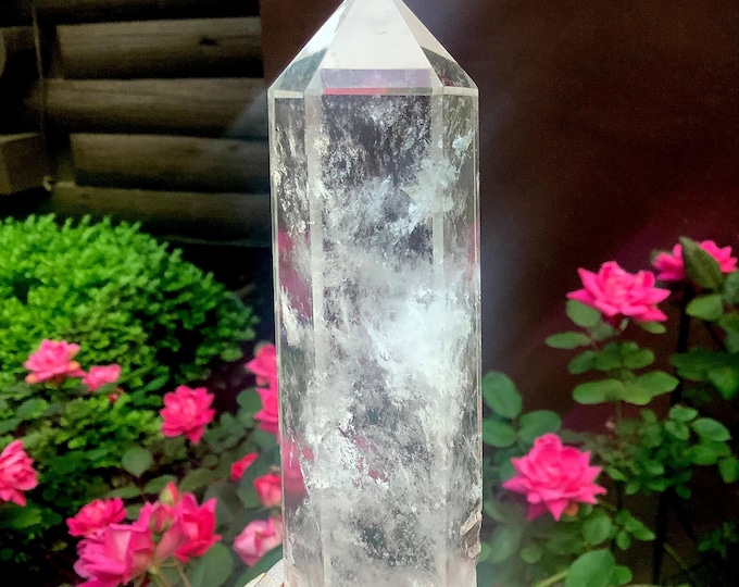 High Altitude Himalayan Clear Quartz Crystal Wand ~ Large 8 oz. ~ 5" Long ~ Museum Quality ~ Water Clear, Sparkling Inclusions ~ Super Rare
