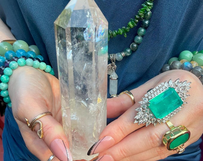 High Altitude Himalayan Clear Quartz Crystal Point ~ Large 10 oz. ~ 5" Long ~ Museum Quality Wand ~ Sparkling Inclusions ~ Fast Shipping USA
