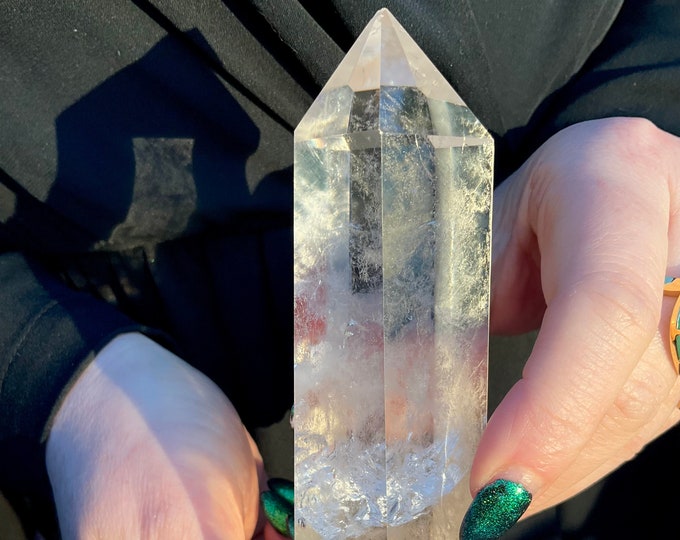 Himalayan Quartz Crystal Wand: Ultra Clear with Sparkling Inclusions
