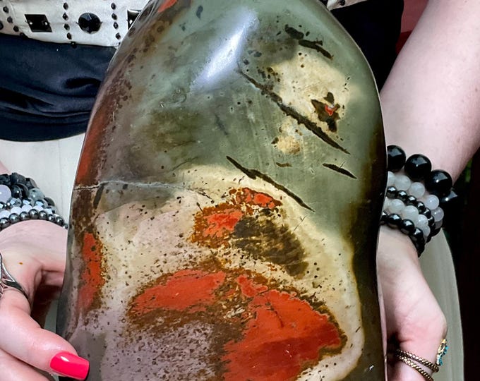 Polychrome Jasper Free Form Crystal ~ Large 12 Lb. 7 oz. ~ 9" Long ~ Rare Colorful Polished Ocean, Atlantis Stone ~ Fast & Free Shipping USA