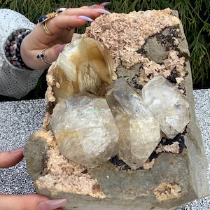 Herkimer Diamond Crystal Cluster ~ Large 19 Lb. 4 oz. ~ 9&quot; Long ~ on Natural Matrix ~ Sparkling Inclusions ~ Mined in N.Y. ~ Ace of Diamonds