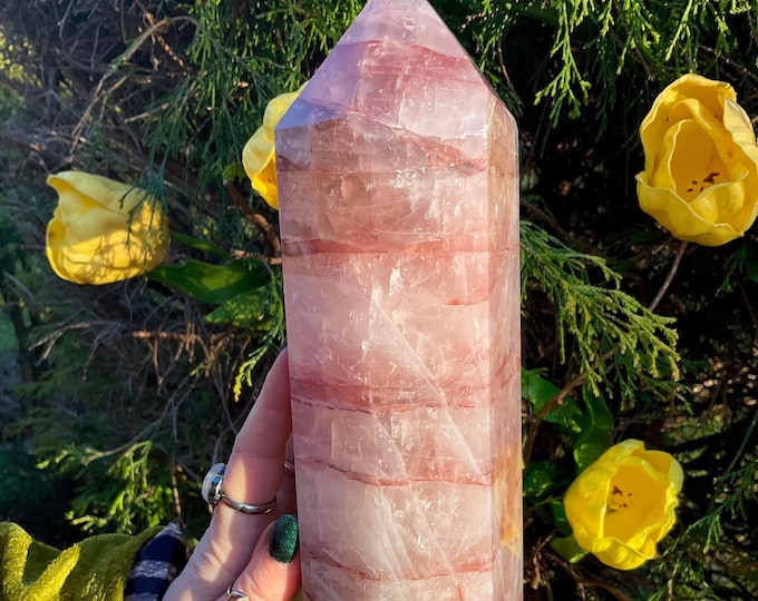 Red Phantom Quartz Crystal Generator ~ 6 Lb. 2 oz ~ 11" Tall Tower ~ Colorful Red & White Colors ~ Stunning Inclusions ~ Fast Shipping