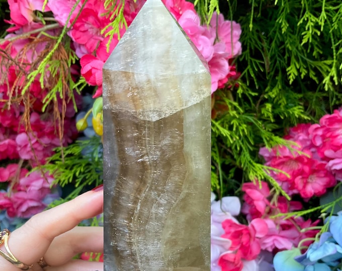 Yellow Fluorite Crystal Generator, Large Honey Swirls, Feng Shui Decor