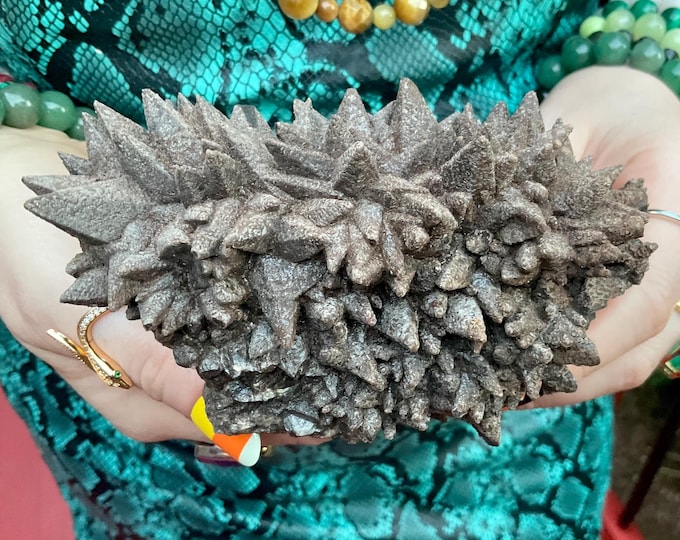 Cave Calcite Crystal Cluster ~ Large 15 oz ~ 4" Long ~ Natural Two-Sided Display Mineral on Matrix ~ Sparkling Points ~ Fast & Free Shipping