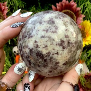 Lepidolite Crystal Ball ~ 1 Lb. 14 oz. ~ 3 1/2&quot; Wide Sphere ~ Sparkling Purple, Red, Lilac Colors ~ Fast & Free Shipping