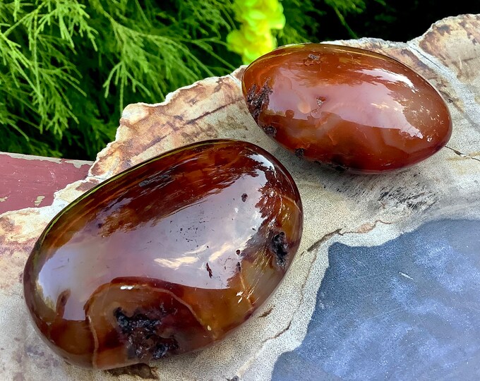 Carnelian Agate Duo of 2 Freeform Crystals ~ 9 oz. ~ Stunning Orange, Red & White Colors ~ Perfect for Gift Giving ~ Fast Shipping from USA