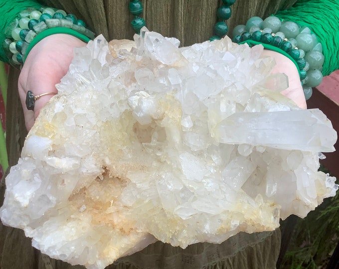 Clear Quartz Crystal Cluster ~ Large 5 Lb. 15 oz. ~ 8" Long ~ Golden Healer ~ Display, Centerpiece ~ Fast & Free Shipping, Tariff Free ~ USA