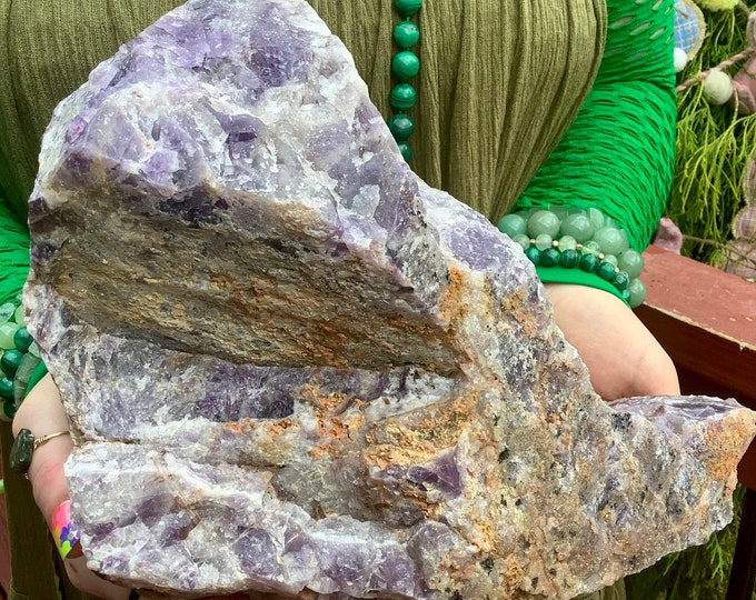 Amethyst Freeform Crystal ~ Large 15 lb. 10 oz. ~ 10" Long ~ Purple & White Swirling Colors ~ Unpolished Natural Shape ~ Fast Shipping, USA