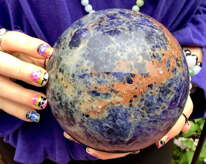 Sodalite Crystal Ball ~ Large 7 lb. 14 oz. ~ Royal Blue Sphere ~ 5" Wide ~ Reiki, Altar, Feng Shui Display ~ Fast & Free Shipping from U.S.A