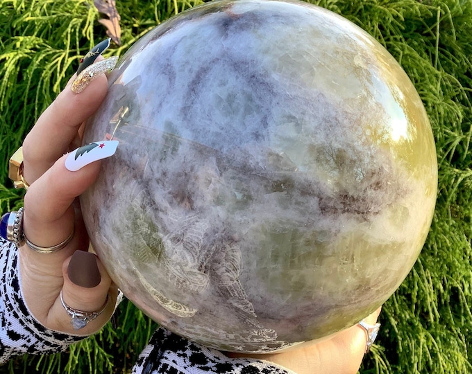 Citrine Crystal Ball ~ Large 10 lb. 15 oz. ~ 6" Wide ~ Smokey Quartz Inclusions ~ Centerpiece Display ~ Home Decor ~ Fast & Free Shipping