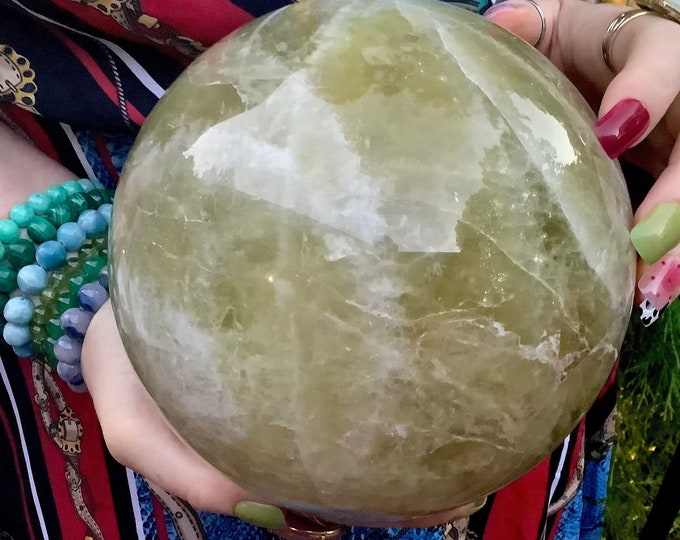 Citrine Crystal Ball ~ Large 11 Lb. ~ 6" Wide ~ Sparkling Natural Golden Yellow Colors ~ Beautiful Rainbow Prisms ~ Fast & Free Shipping USA
