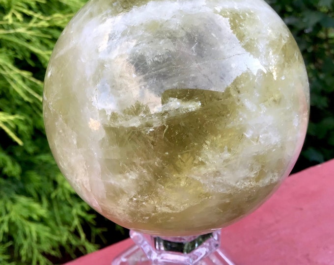 Citrine Crystal Ball ~ 1 Lb. 15 oz. ~ 3" Wide ~ Golden Quartz Inclusions ~ Altar, Meditation Reiki ~ Fast & Free Shipping