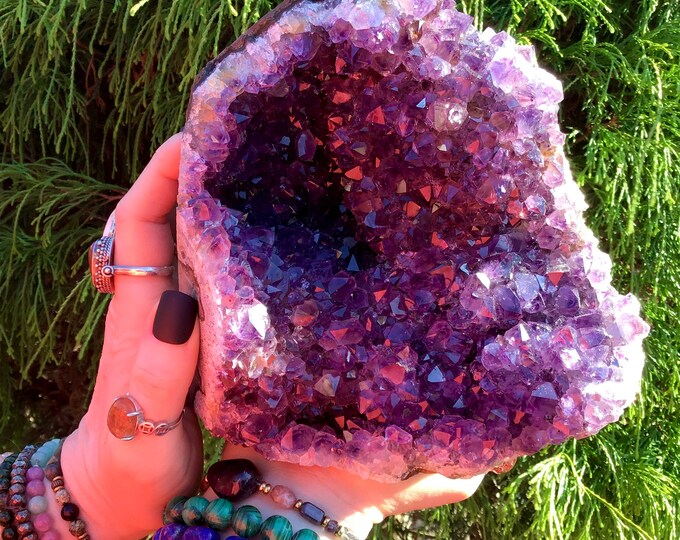 Amethyst Crystal Cluster ~ Large 6 lb. 15 oz. ~ 6" Tall ~ Reiki Display Specimen ~ Big Beautiful Purple Quartz Points ~ Fast & Free Shipping
