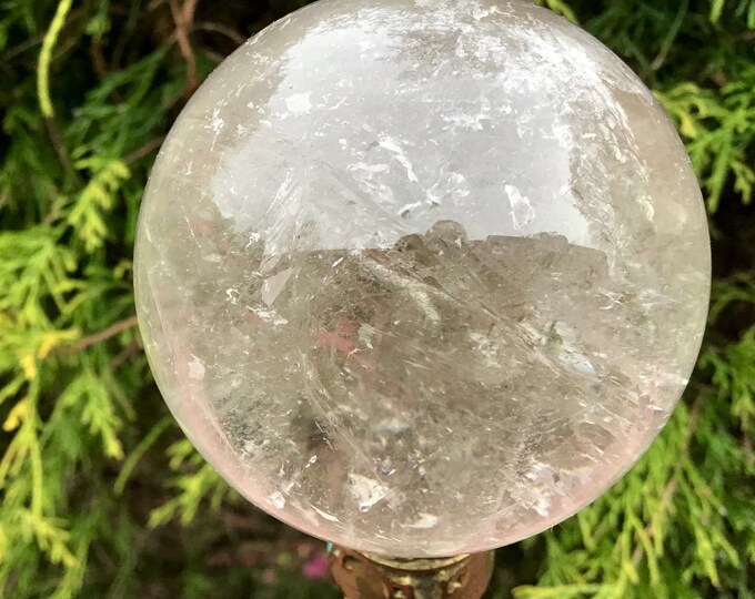 Clear Quartz Crystal Ball ~ 14 oz. ~ 2" Wide ~  Polished Sphere ~ Reiki, Altar Display ~ Ultra Sparkling Inclusions ~ Fast & Free Shipping