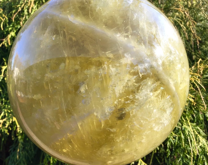 Citrine Large 10 lb. 11 oz. Crystal Quartz Ball ~ 5 1/2" Wide ~ Smokey Golden Banded Polished Sphere Sparkly Inclusions ~