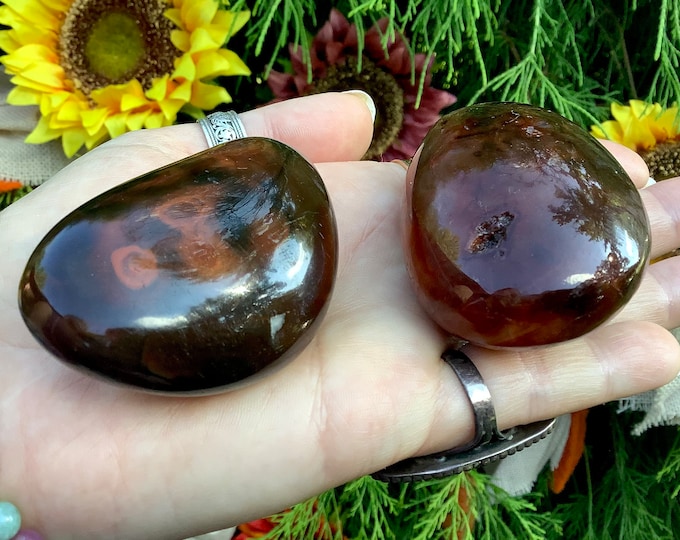 Dark Carnelian Agate Freeform Crystals ~ Duo of 2 ~ 8 oz. ~ Stunning Orange, Red Colors ~ Fast & Free Shipping from USA + Global Shipping ~