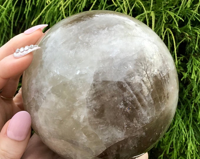 Smokey Citrine Crystal Ball ~ Large 4 lb. 11 oz. ~ 4" Wide Polished Sphere ~ Sparkling Golden Clear Rainbow Inclusions ~ Fast Free Shipping